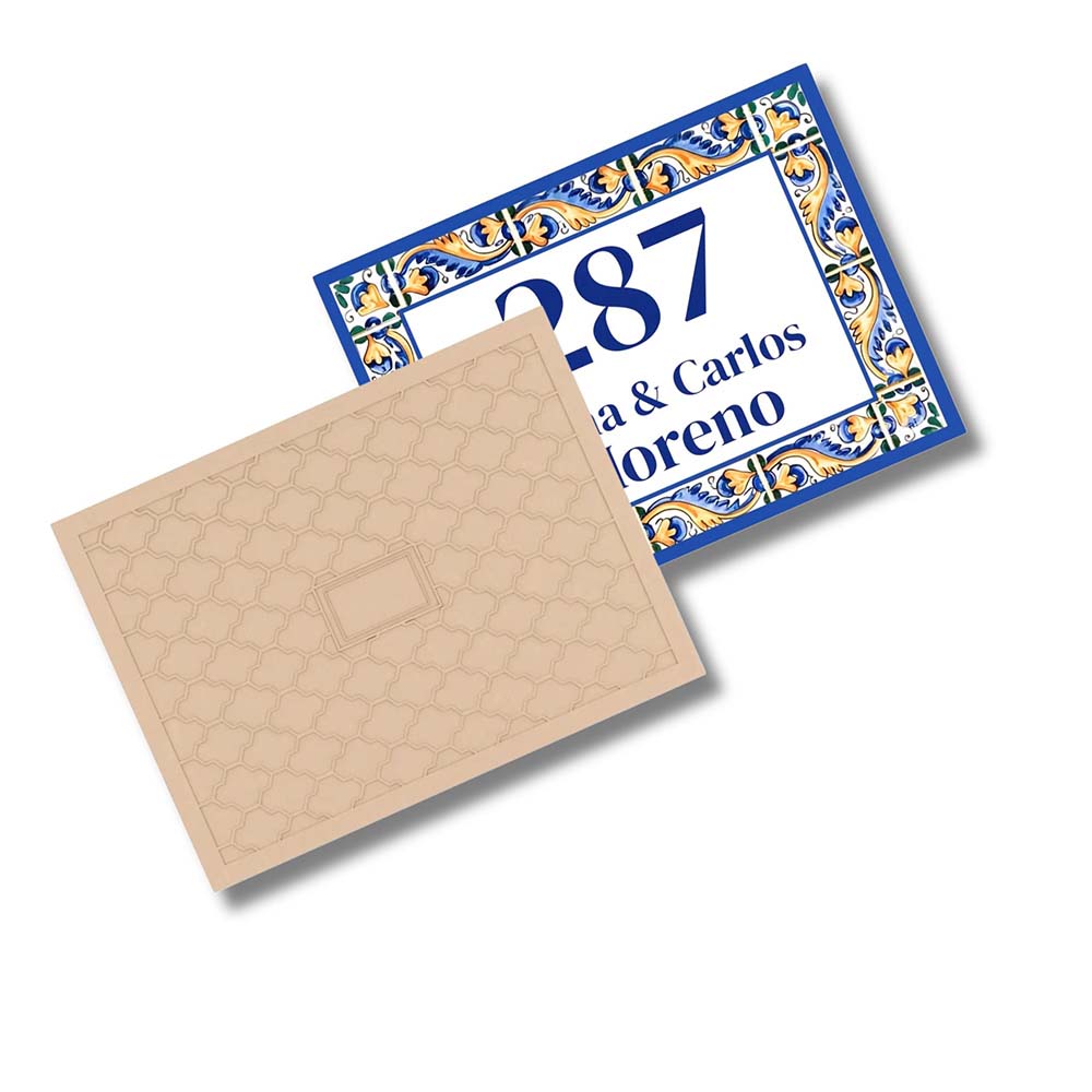 Azulejo Tile Address Plaque, Ceramic Family Name House Number