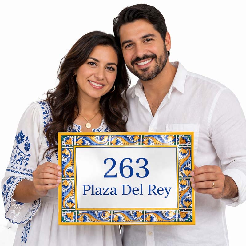 Custom Spanish Ceramic Tile Sign: Azulejo House Number Plaque