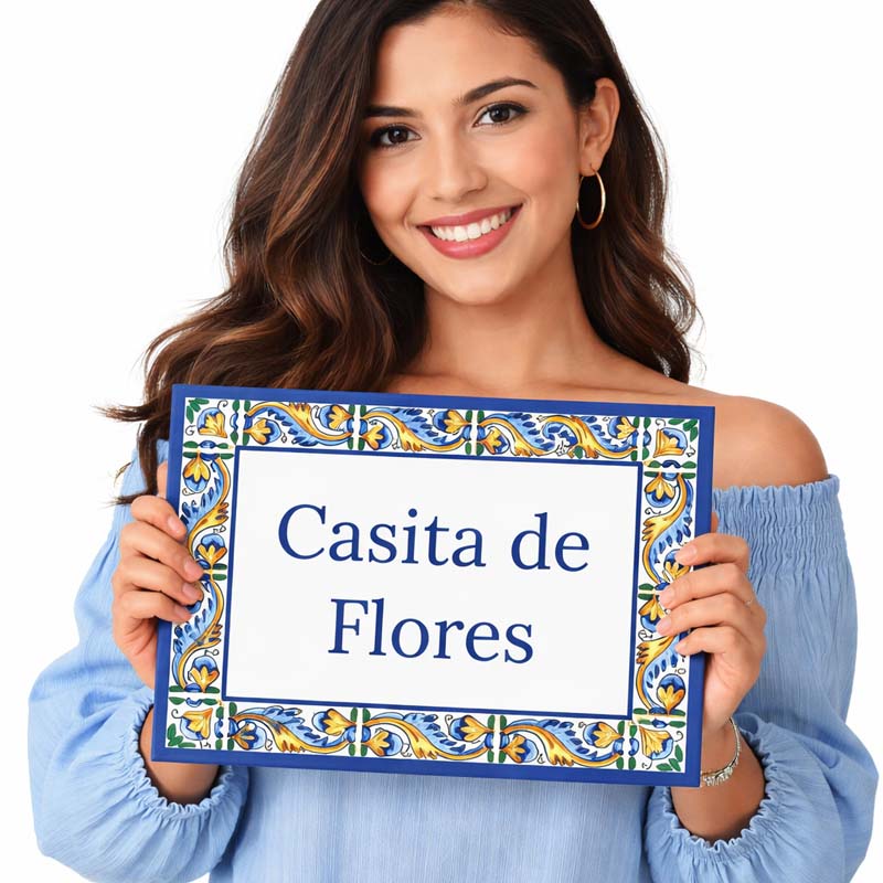 Spanish Street Sign, Azulejo Tile Address Plaque