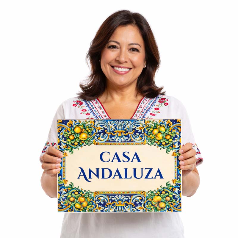 Personalized Ceramic Tile Sign, Spanish Sevilla, Custom Talavera