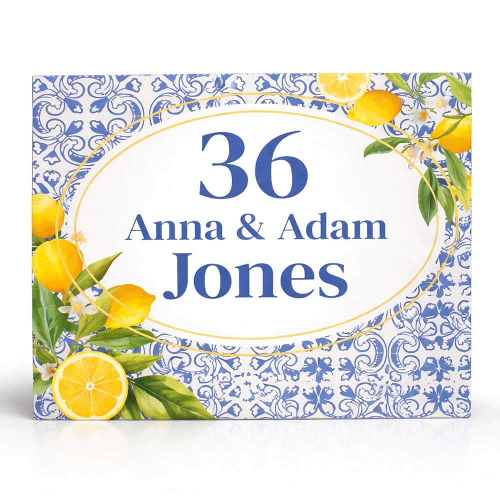 Personalized Ceramic Name Plate, Italian Tiles Sign House Number