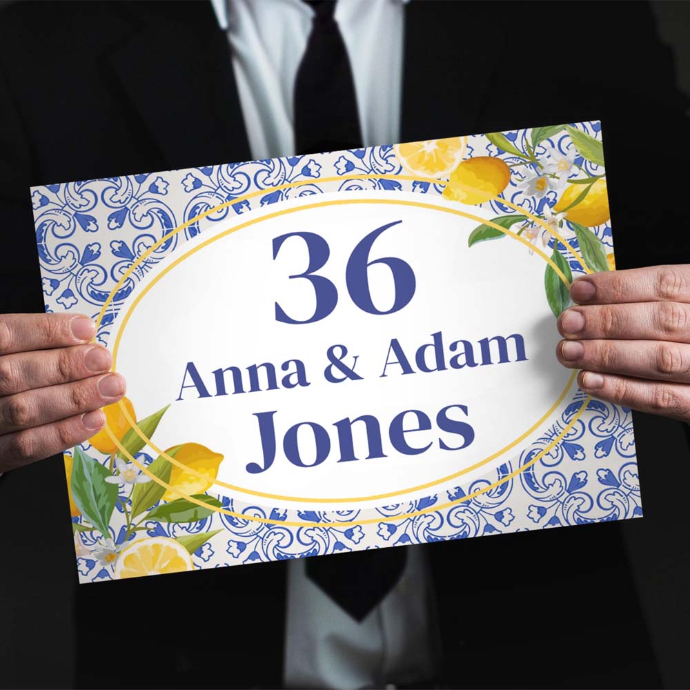 Personalized Ceramic Name Plate, Italian Tiles Sign House Number