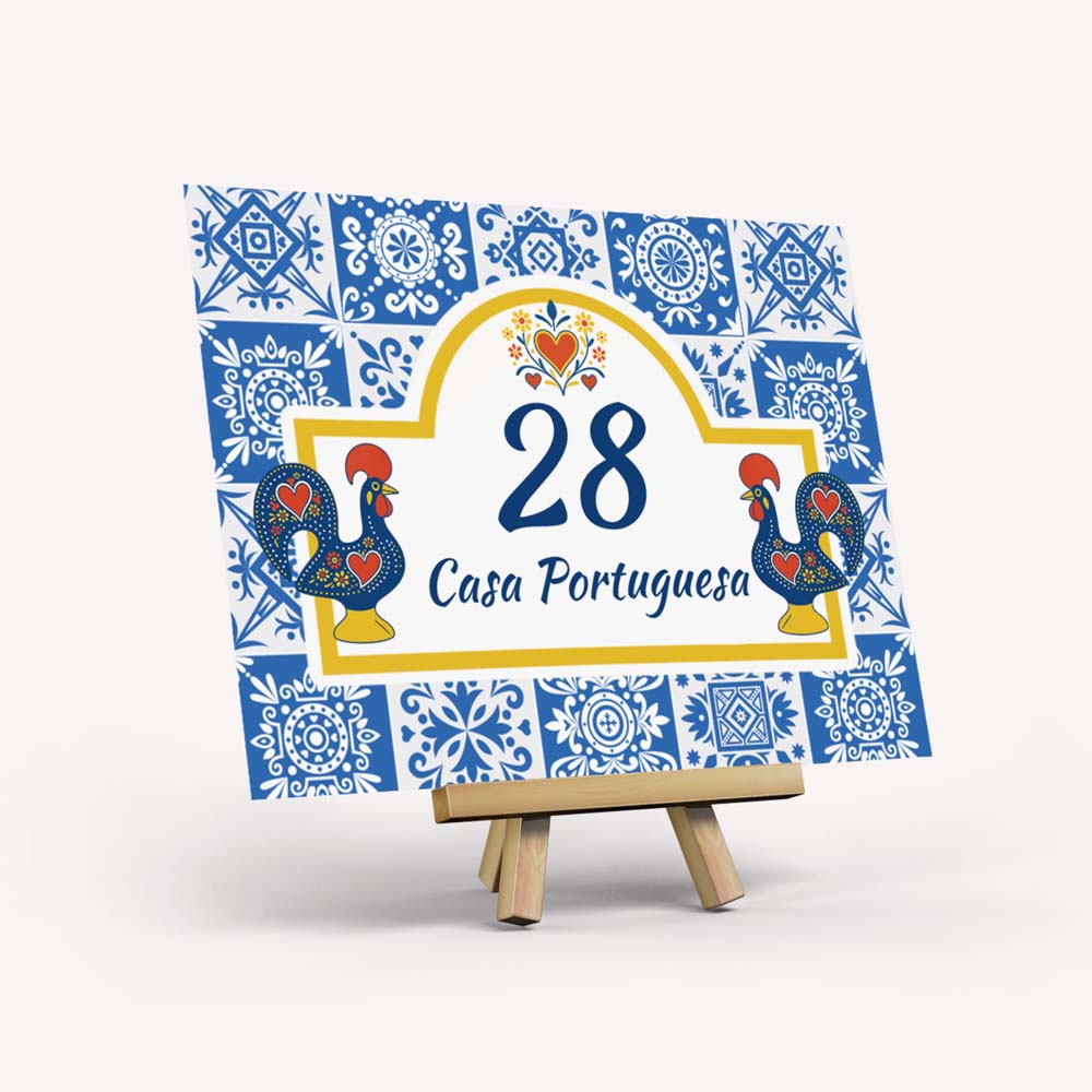 Custom Portuguese Rooster House Plaque