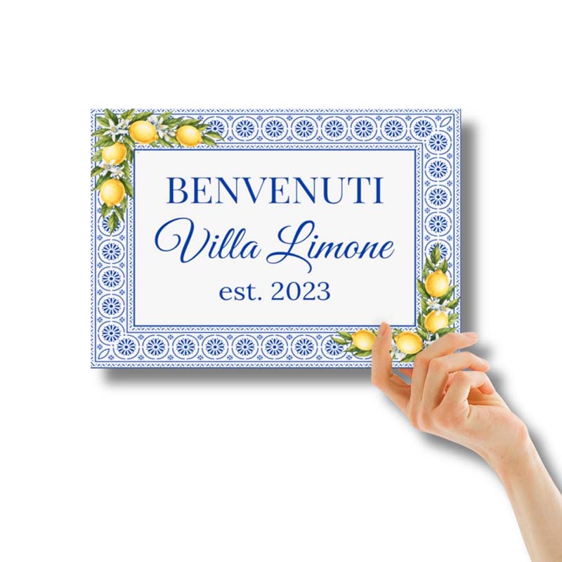 Personalized Majolica Lemons Ceramic Tile Address Plaque