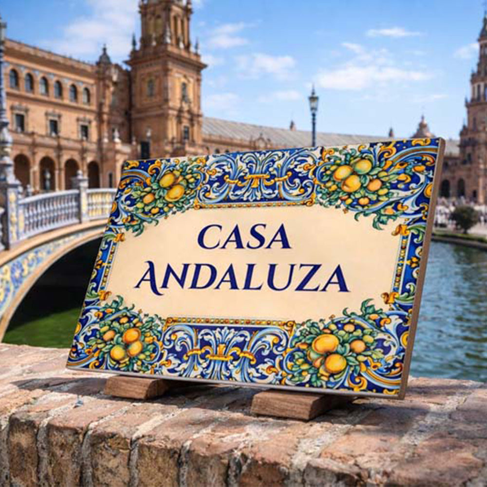 Personalized Ceramic Tile Sign, Spanish Sevilla, Custom Talavera