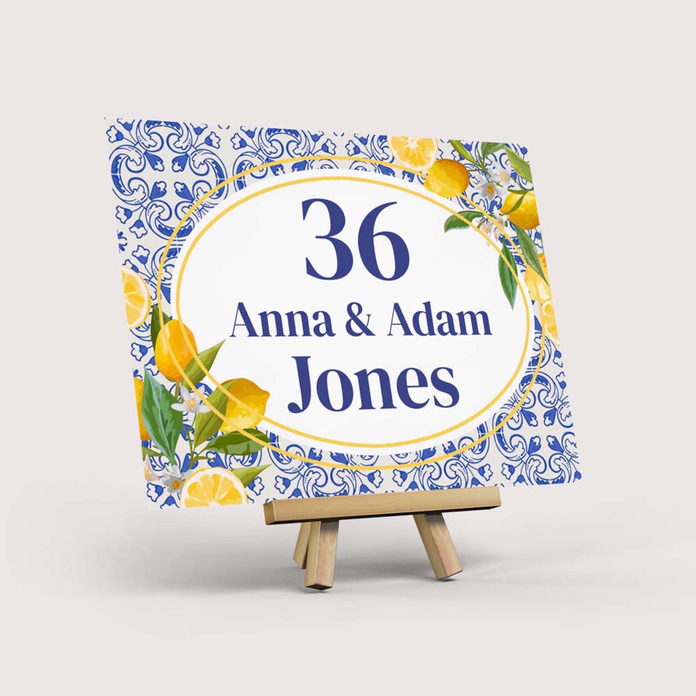 Personalized Ceramic Name Plate, Italian Tiles Sign House Number