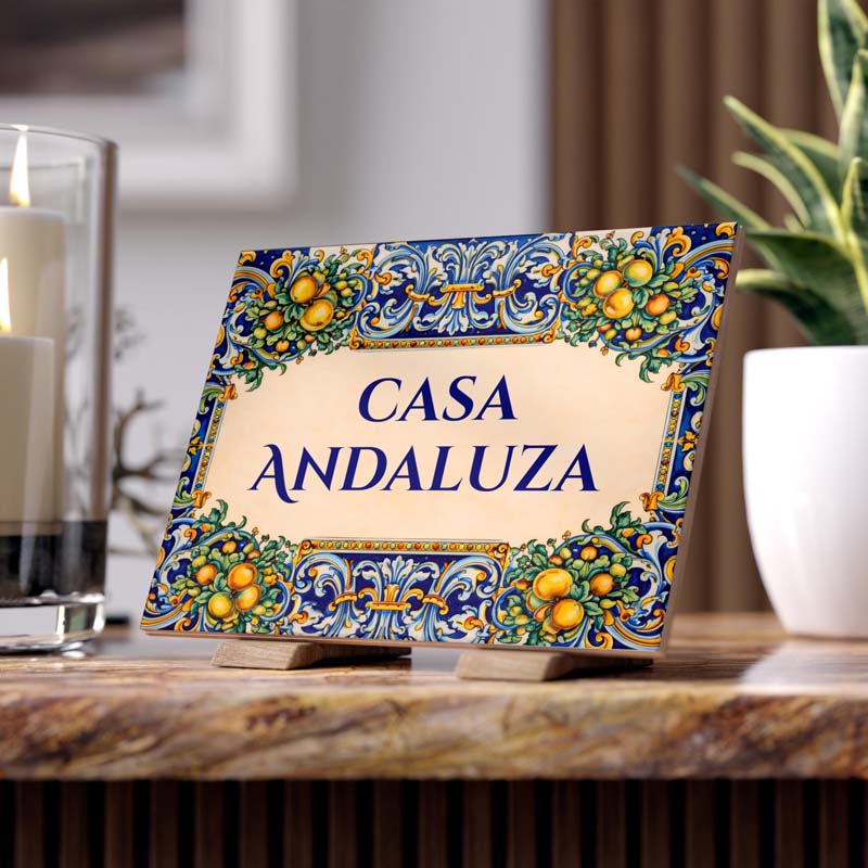 Personalized Ceramic Tile Sign, Spanish Sevilla, Custom Talavera