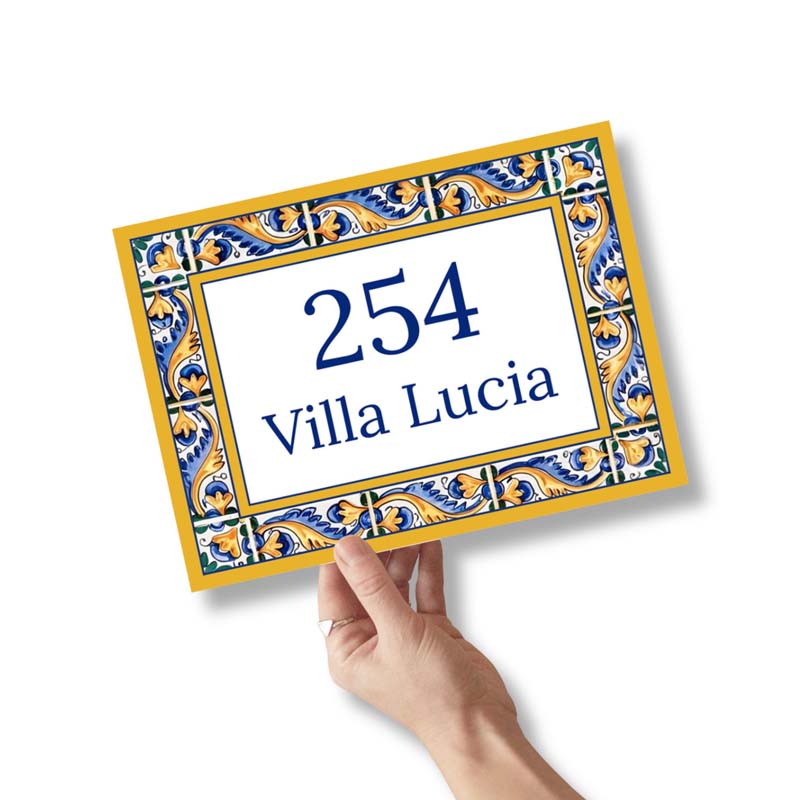 Custom Spanish Ceramic Tile Sign: Azulejo House Number Plaque