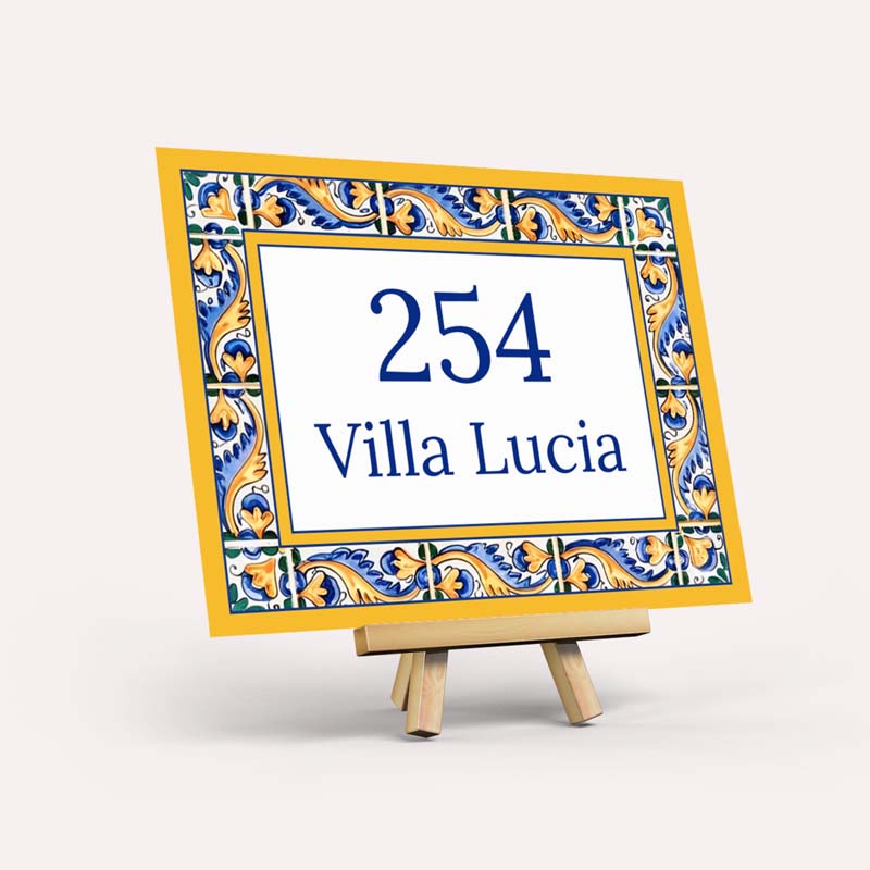 Custom Spanish Ceramic Tile Sign: Azulejo House Number Plaque