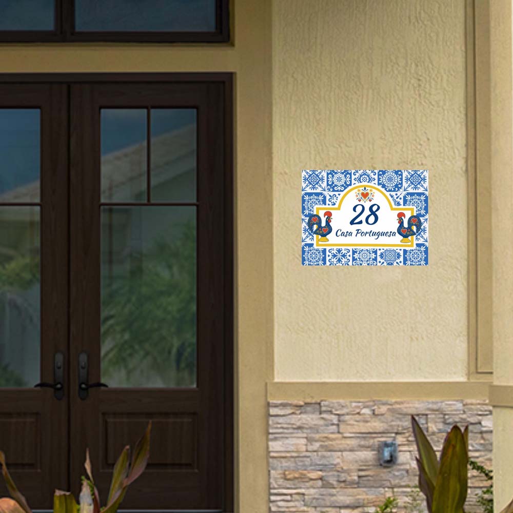Custom Portuguese Rooster House Plaque