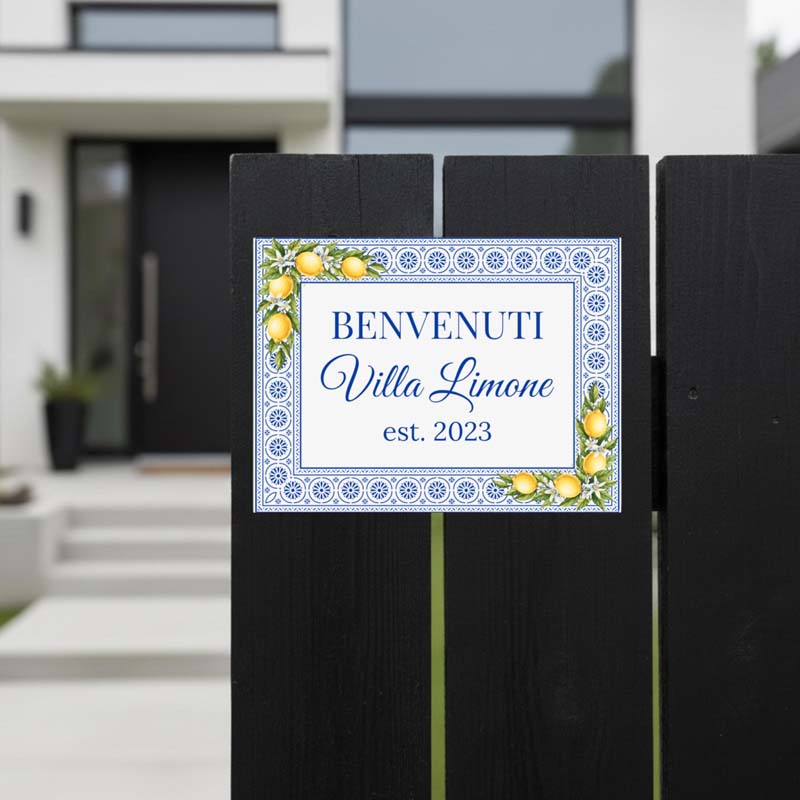 Personalized Majolica Lemons Ceramic Tile Address Plaque