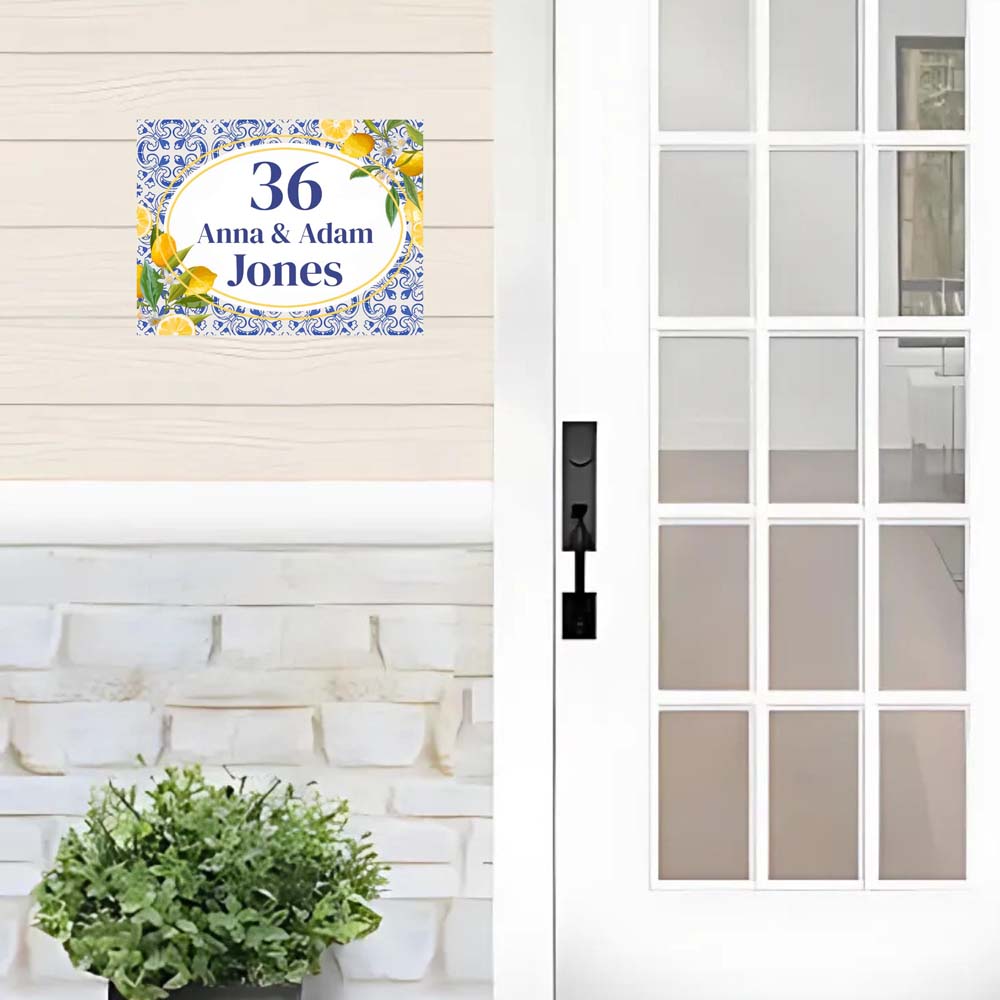 Personalized Ceramic Name Plate, Italian Tiles Sign House Number