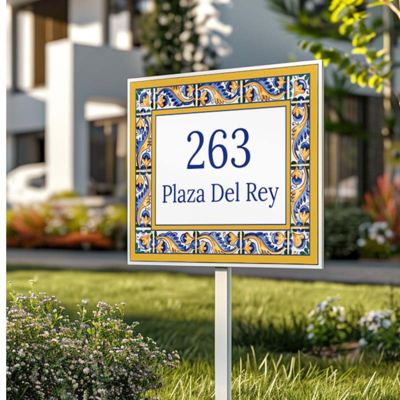 Custom Spanish Ceramic Tile Sign: Azulejo House Number Plaque