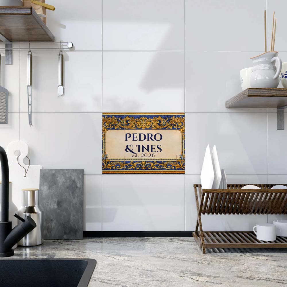 Custom Portuguese Ceramic Tile - Vibrant Traditional Regal Mediterranean Home Decor