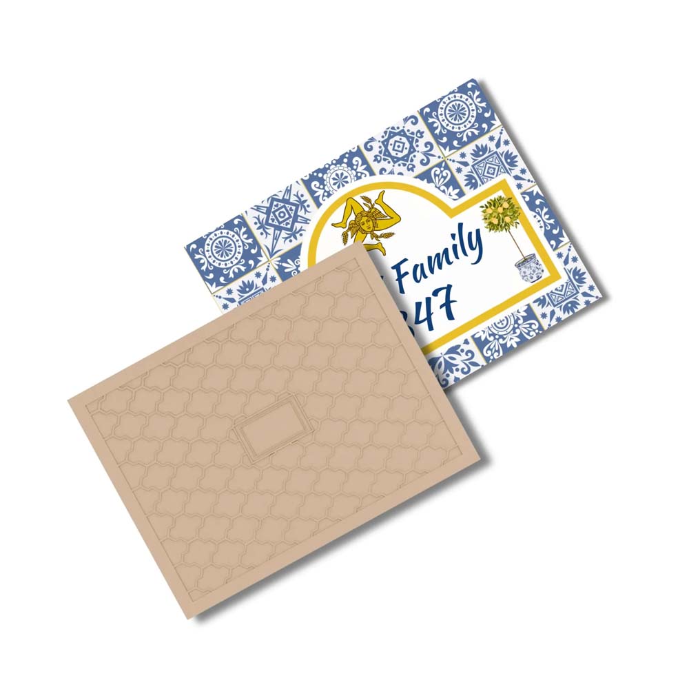 Custom Sicilian House Sign, Ceramic Sicily Trinacria & Majolica Tile Address Plaque, Italian Pride Gift