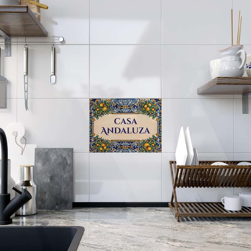 Personalized Ceramic Tile Sign, Spanish Sevilla, Custom Talavera