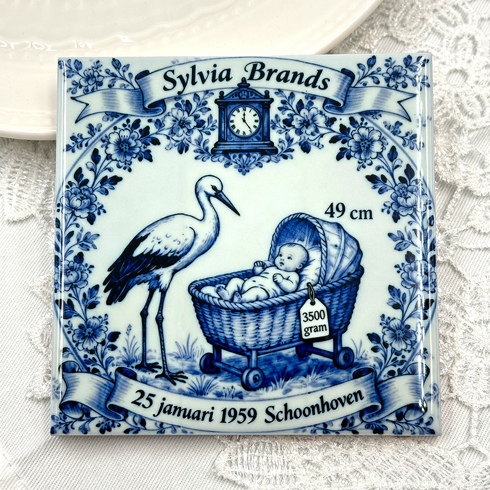 "Welcome to the World" Custom Ceramic Birth Tile