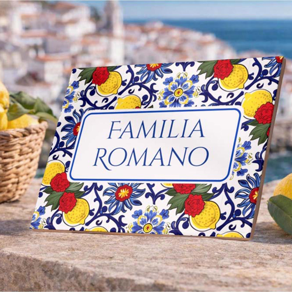 Personalized Italian ceramic tile sign