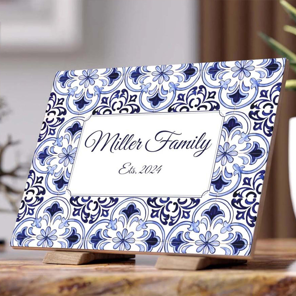 Family Sign Gift, Portugal Pottery, Personalized Tile
