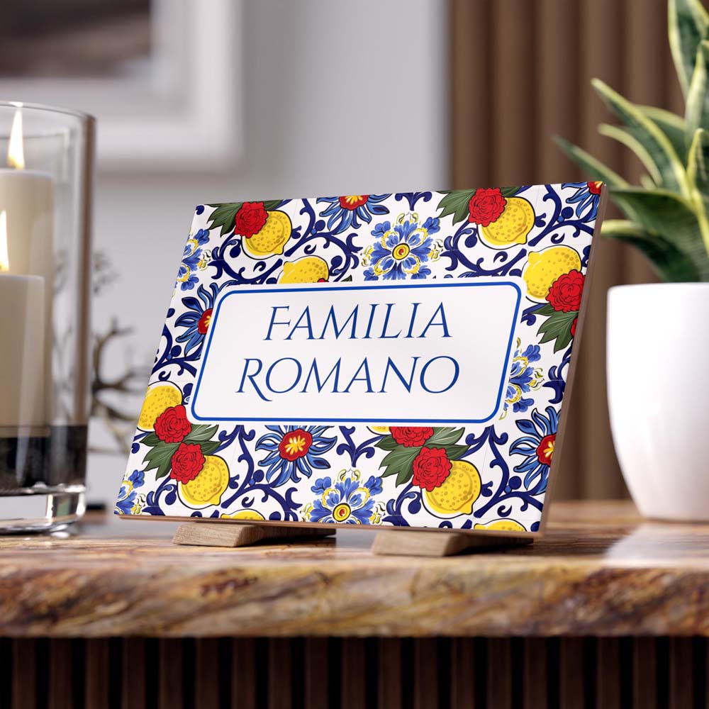 Personalized Italian ceramic tile sign