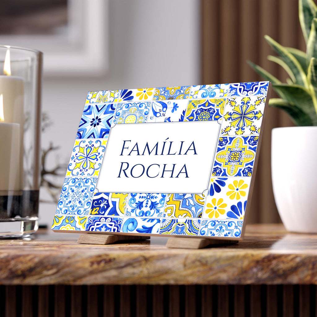 Personalized portuguese Tile, Ceramic Family Sign