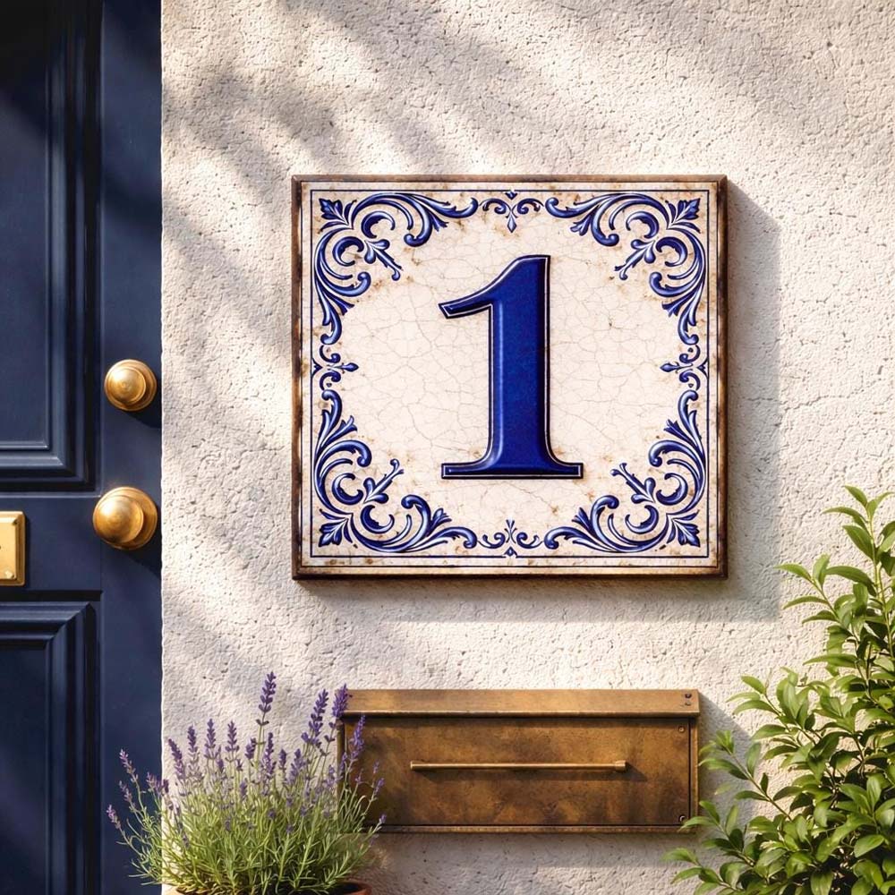 Vintage Portuguese House Number Tile