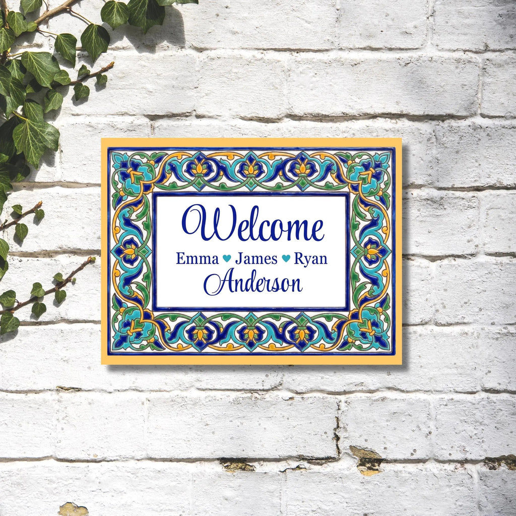 Personalized Ceramic Sign, Cuerda Seca Spanish Tile Plaque