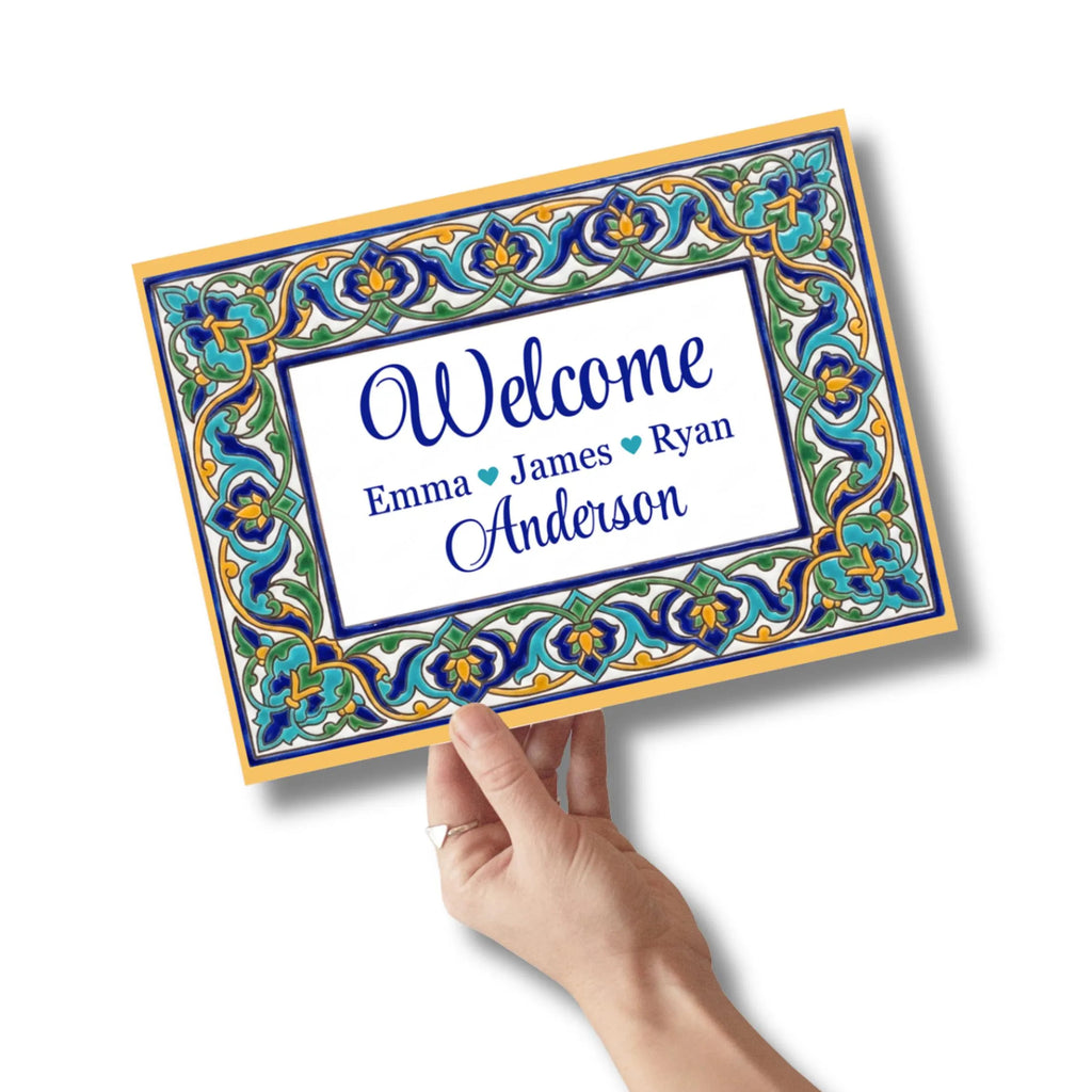 Personalized Ceramic Sign, Cuerda Seca Spanish Tile Plaque