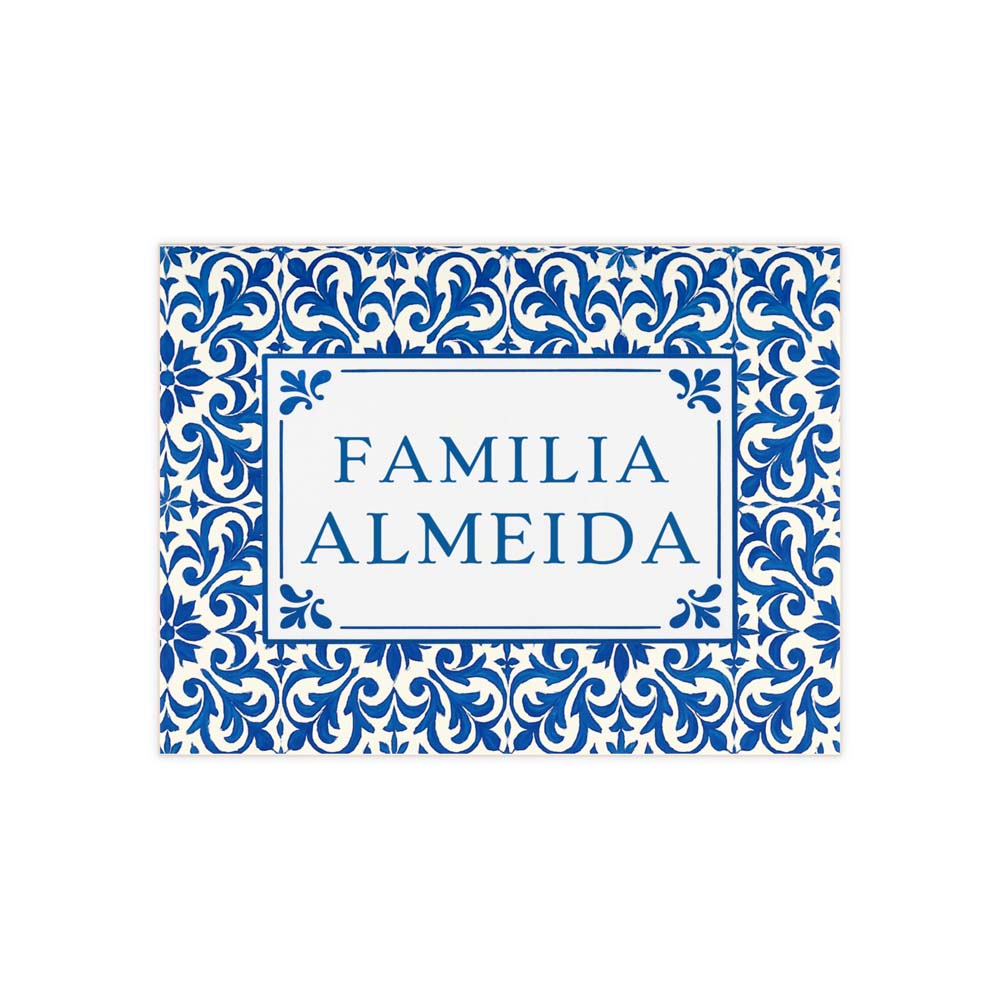 Personalized Portuguese Tile Family Sign: Blue Azulejo Ceramic Art*