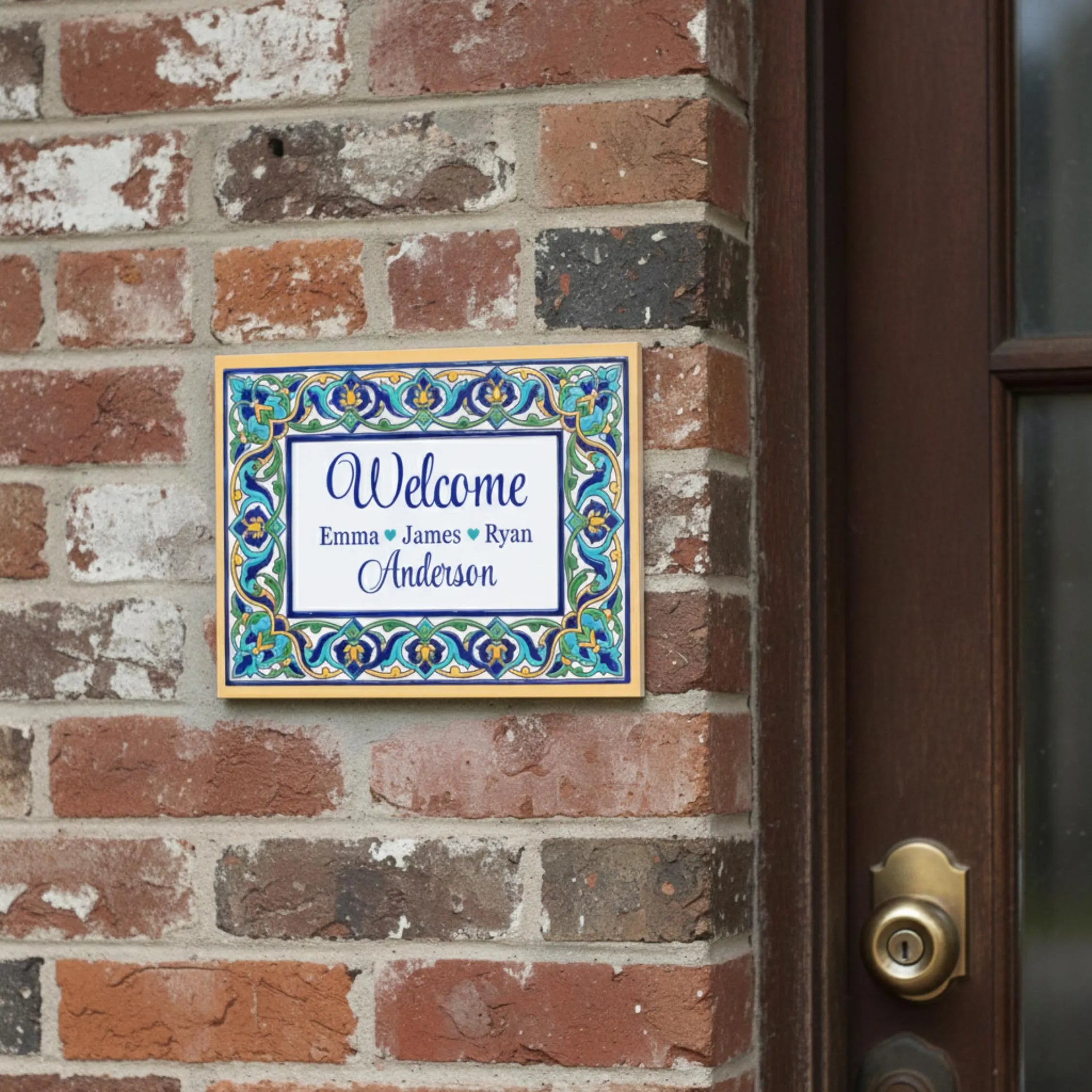 Personalized Ceramic Sign, Cuerda Seca Spanish Tile Plaque