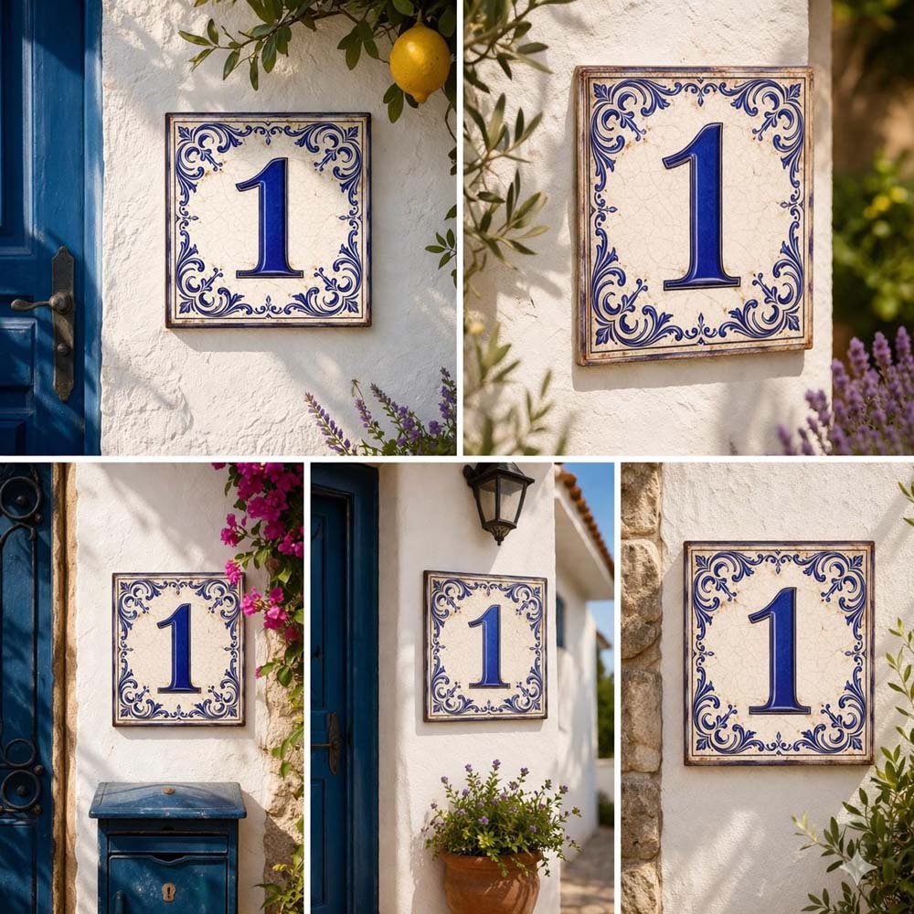 Vintage Portuguese House Number Tile