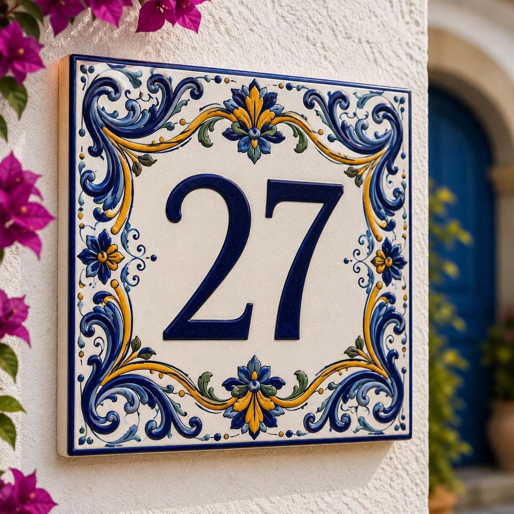 Portuguese Azulejo House Number – Custom Ceramic Address Tile