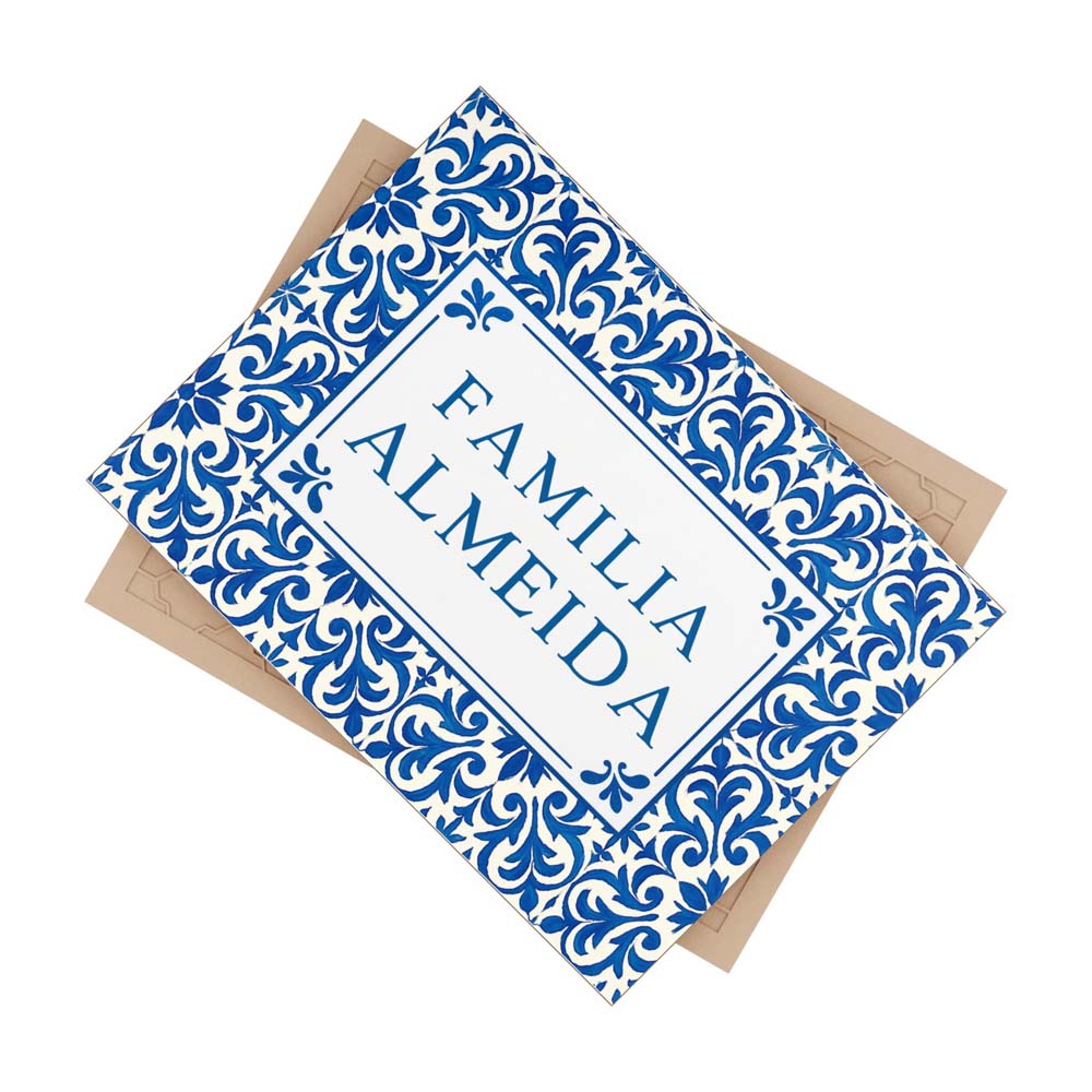Personalized Portuguese Tile Family Sign: Blue Azulejo Ceramic Art*
