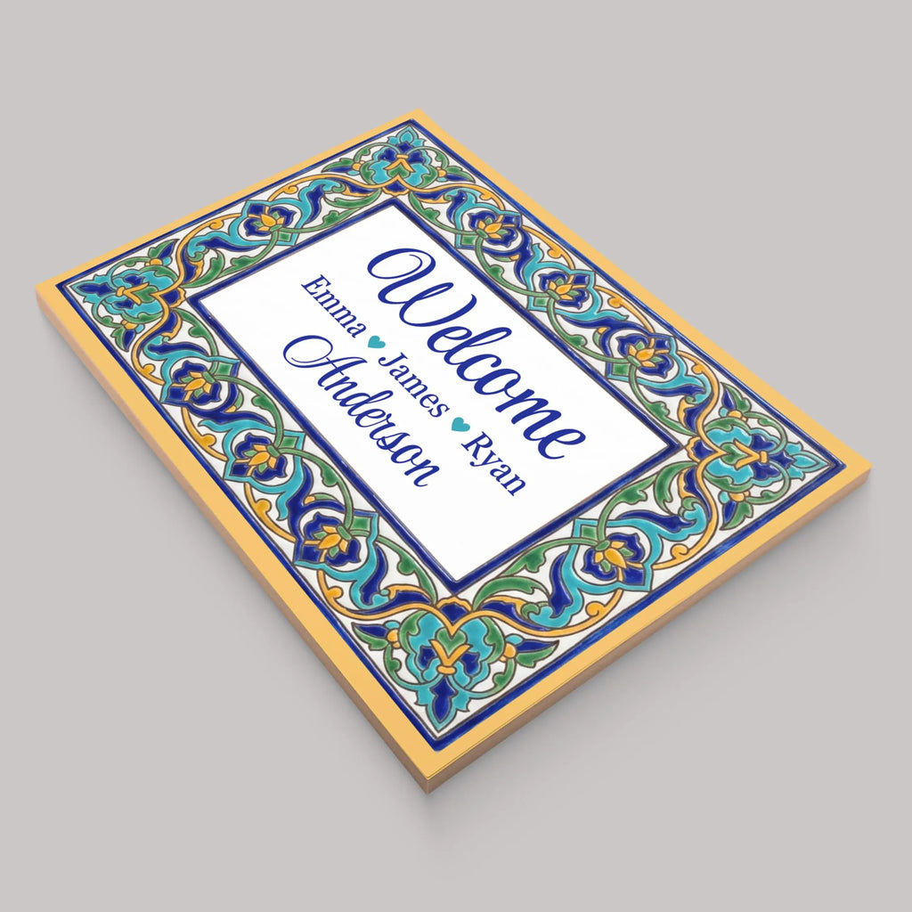 Personalized Ceramic Sign, Cuerda Seca Spanish Tile Plaque