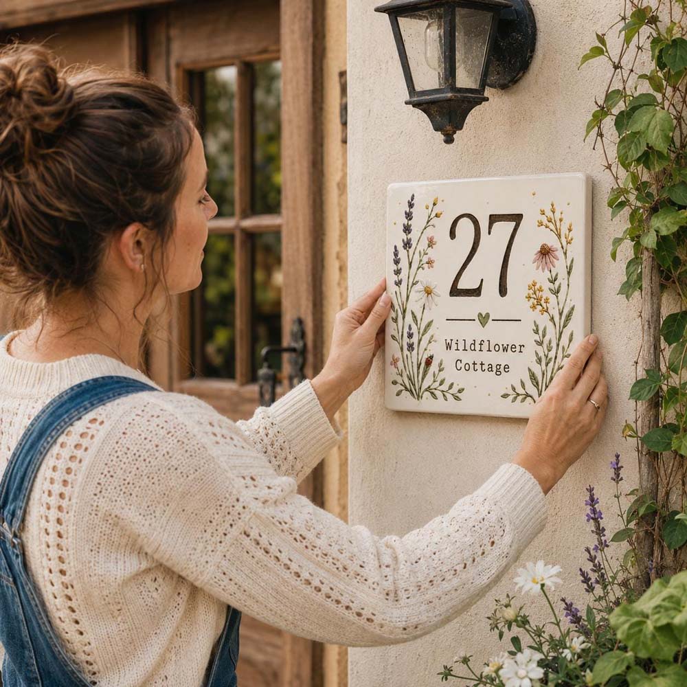 Personalized Wildflower House Number Tile