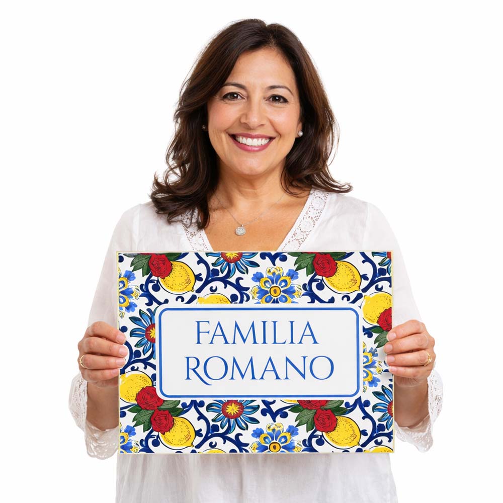 Personalized Italian ceramic tile sign